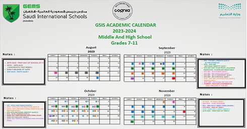Middle And High School Academic Calendar